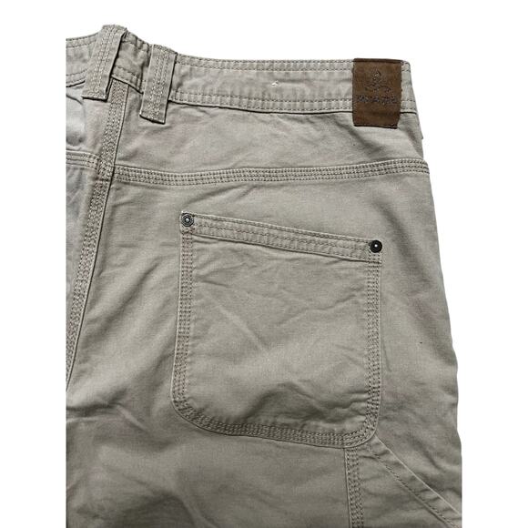 PrAna Pants Mens Sz 33x30 Tan Breathe Hiking Fishing Straight Cotton Canvas Y2K - Picture 10 of 12